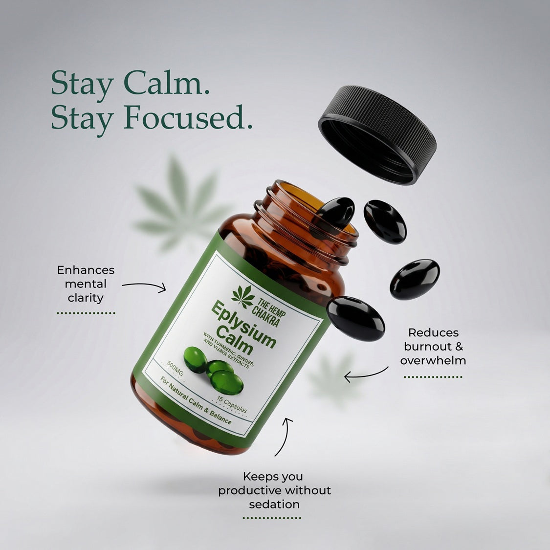 Eplysium Calm 500mg Broad Spectrum CBD Capsules: For Neurological wellness
