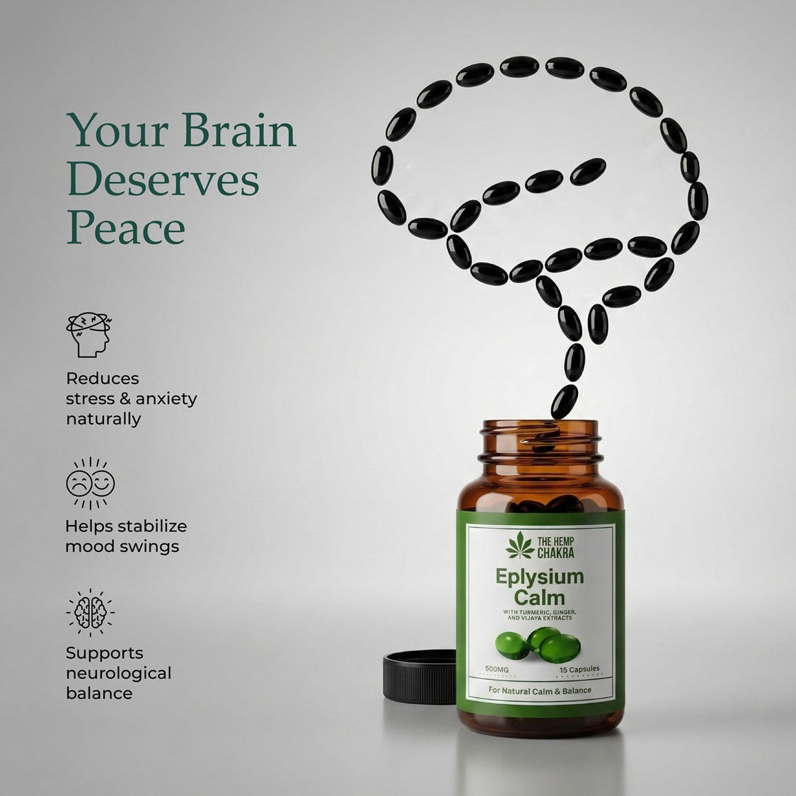 Eplysium Calm 500mg Broad Spectrum CBD Capsules: For Neurological wellness